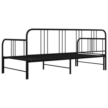 Sovesofa med udtræksseng Sort Metal 206x185x88 cm