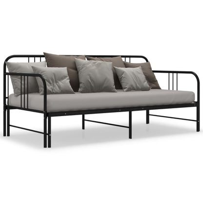Sovesofa med udtræksseng Sort Metal 206x185x88 cm
