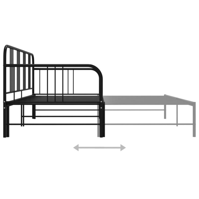 Sovesofa med udtræksseng Sort Metal 206x185x88 cm