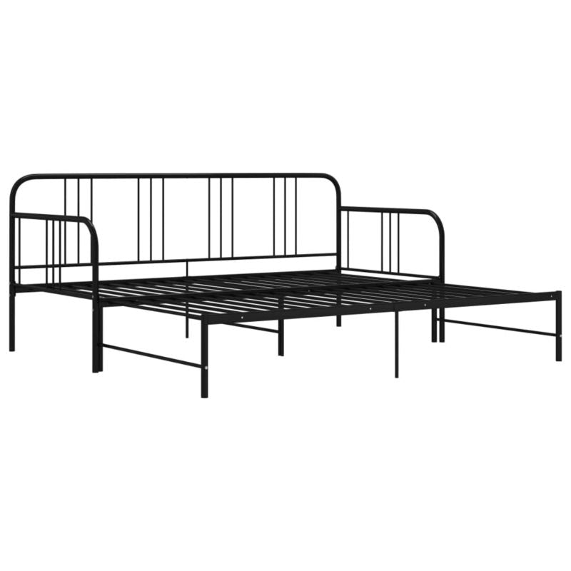 Sovesofa med udtræksseng Sort Metal 206x185x88 cm