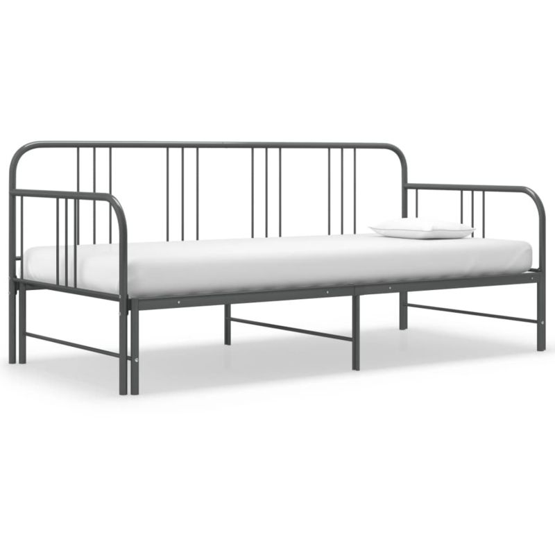 Sovesofa med udtræksramme 206x185x88 cm Grå Metal