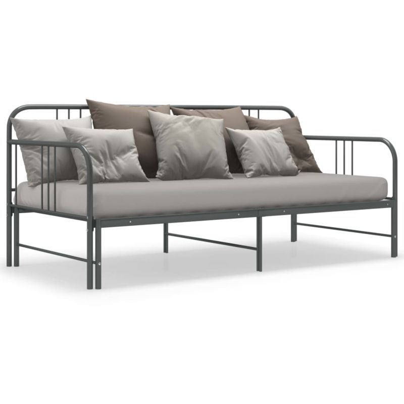 Sovesofa med udtræksramme 206x185x88 cm Grå Metal