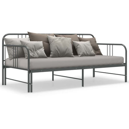 Sovesofa med udtræksramme 206x185x88 cm Grå Metal