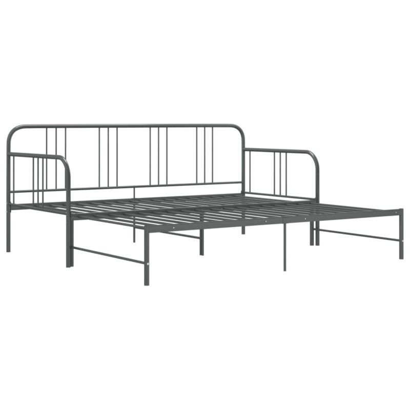 Sovesofa med udtræksramme 206x185x88 cm Grå Metal