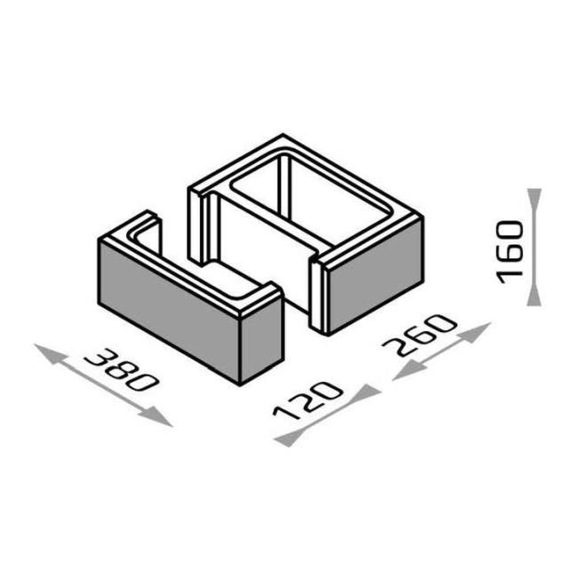 Søjleblok Gorc GUD+GAD 38x38x16 cm Onyx Beton