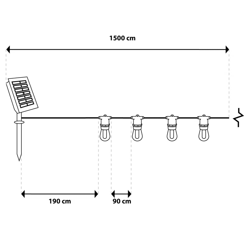 Solargirland Flame 15 m 15 LED Sort