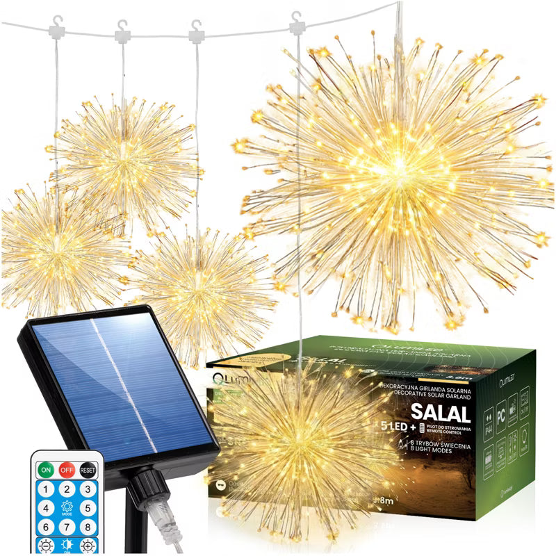Solargirland Mælkebøtte 3,8 m 450 LED Varm Hvid