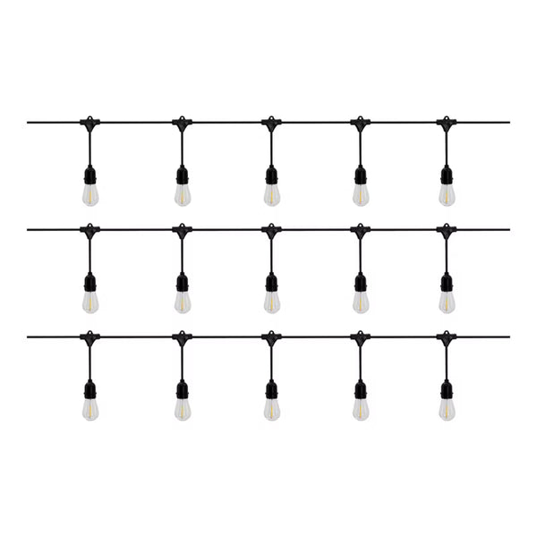 Solargirlande 15 LED Filament 10 m Varm Hvid IP44 Sort