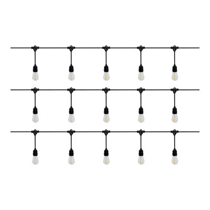 Solargirlande 15 LED Filament 10 m Varm Hvid IP44 Sort