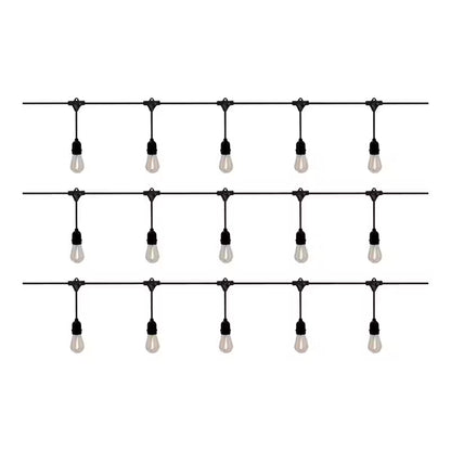 Solargirlande 15 LED Filament 10 m Varm Hvid IP44 Sort