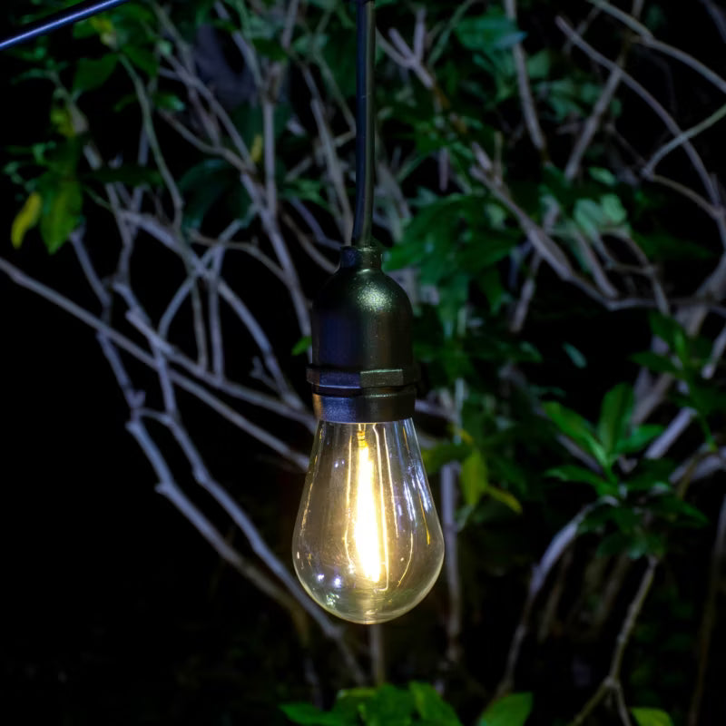 Solargirlande 15 LED Filament 10 m Varm Hvid IP44 Sort