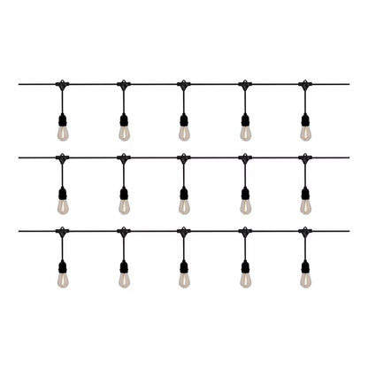 Solarguirlande 15 LED Filament 10 m Varm Hvid IP44 Sort