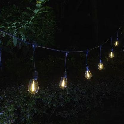 Solarguirlande 15 LED Filament 10 m Varm Hvid IP44 Sort