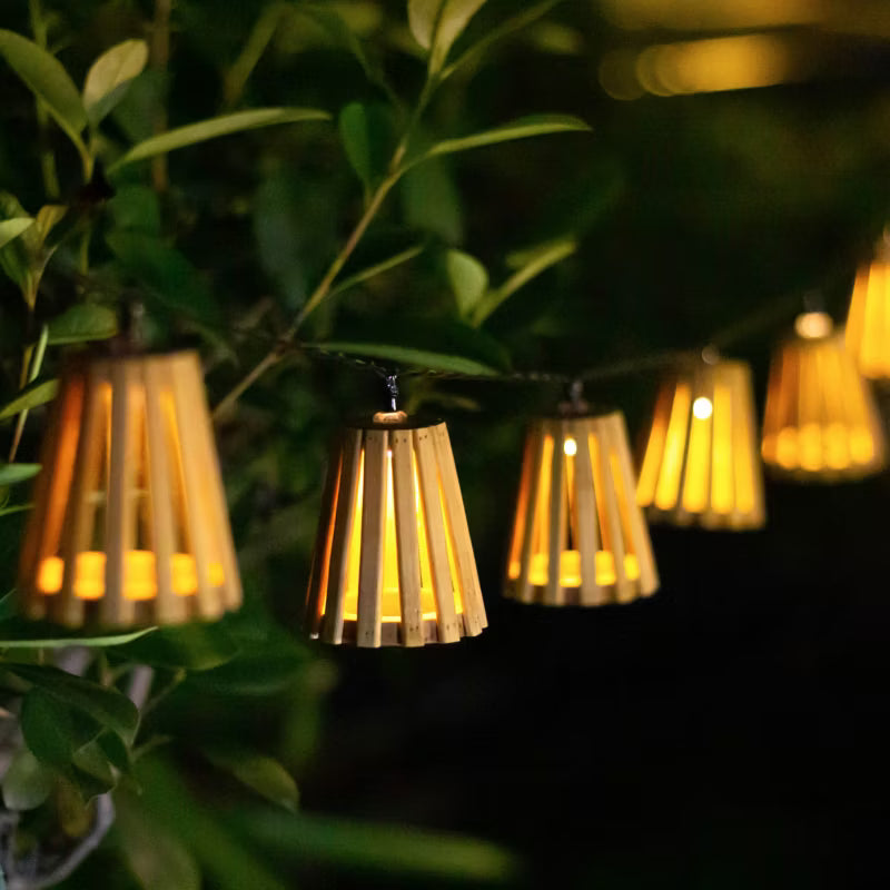 Solarguirlande Bamboo 10 LED 3000 K IP44 Natur