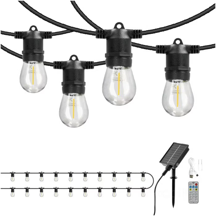 Solarguirlande LED 20 m 20xE27 IP54 Varm Hvid