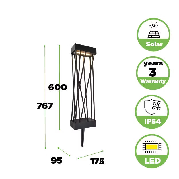 Solarlampe Spido LED 76,7 cm Sort IP54