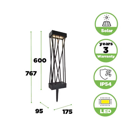 Solarlampe Spido LED 76,7 cm Sort IP54
