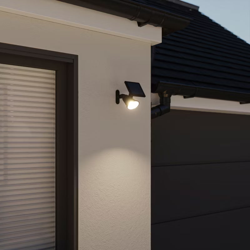 Solarlampe Spyd Væglampe 2-i-1 Sort