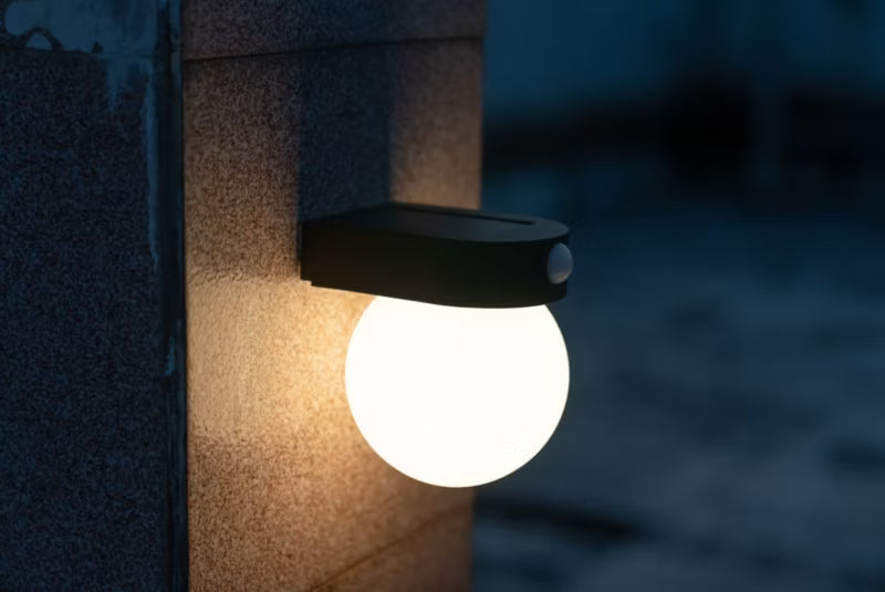 Solarlampe Væglampe Borlengo med Sensor Sort IP44