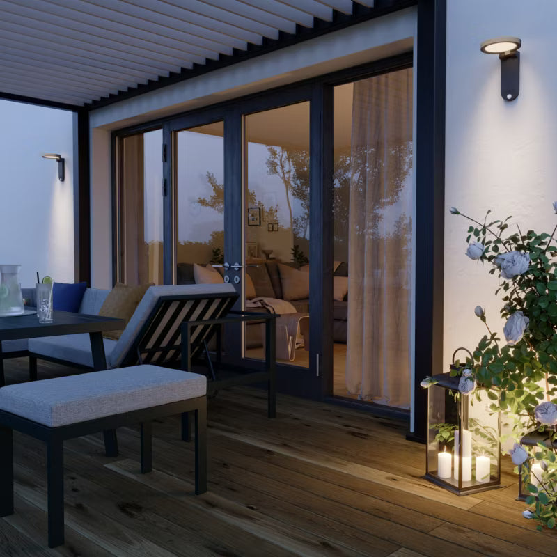 Solarlampe Væglampe Oregano 900 lm med Bevægelsessensor Sort