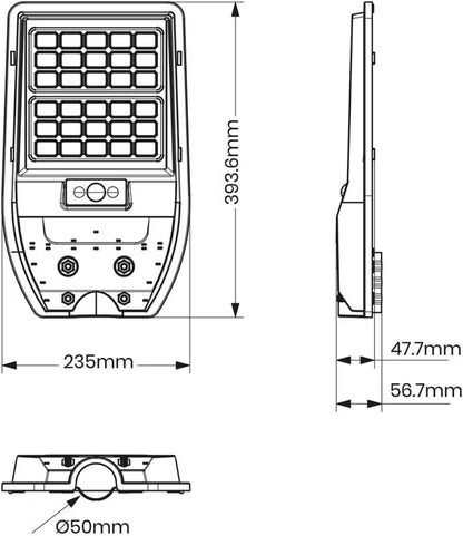 Solarlampe VIA 500 lm 6000K Sort IP54