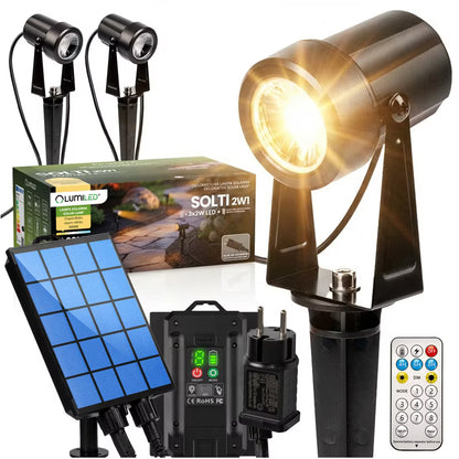 Solcelle Havespot LED 3 stk. 11 m Sort IP65 med Fjernbetjening