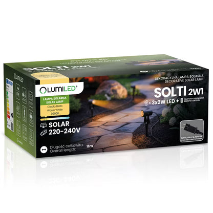 Solcelle Havespot LED 3 stk. 11 m Sort IP65 med Fjernbetjening