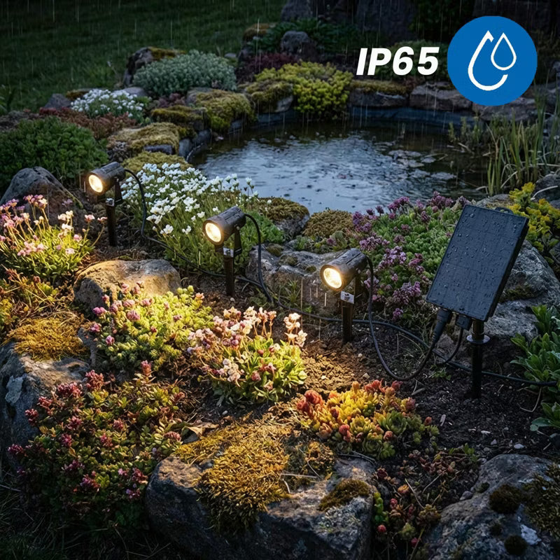 Solcelle Havespot LED 3 stk. 11 m Sort IP65 med Fjernbetjening
