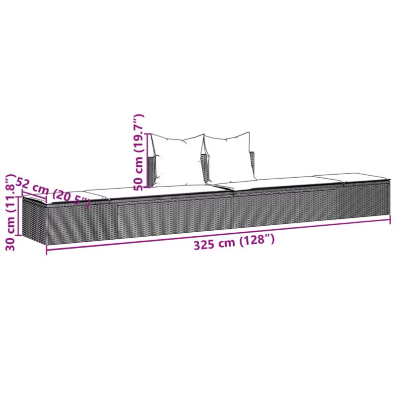 Solseng 104x162 cm Sort med Hynder