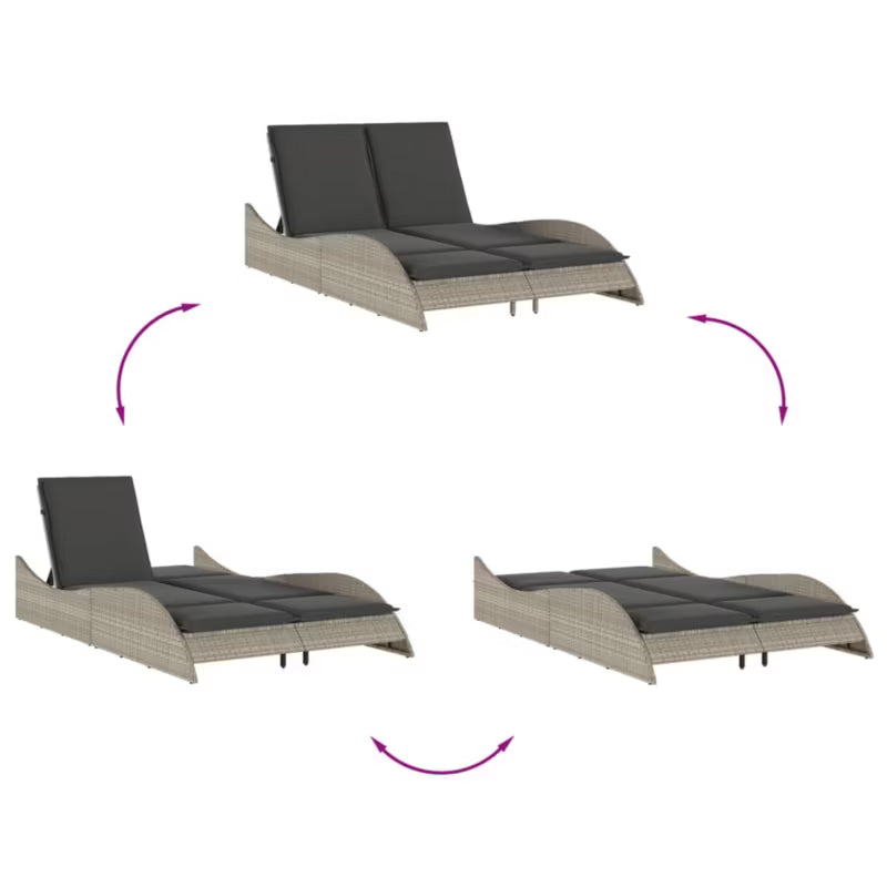 Solseng Poly outdoor Rattan 114x205 cm Grå