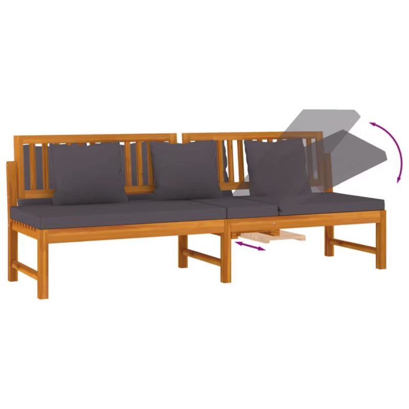 Solseng 200x60 cm Akacietræ Brun med Hynder