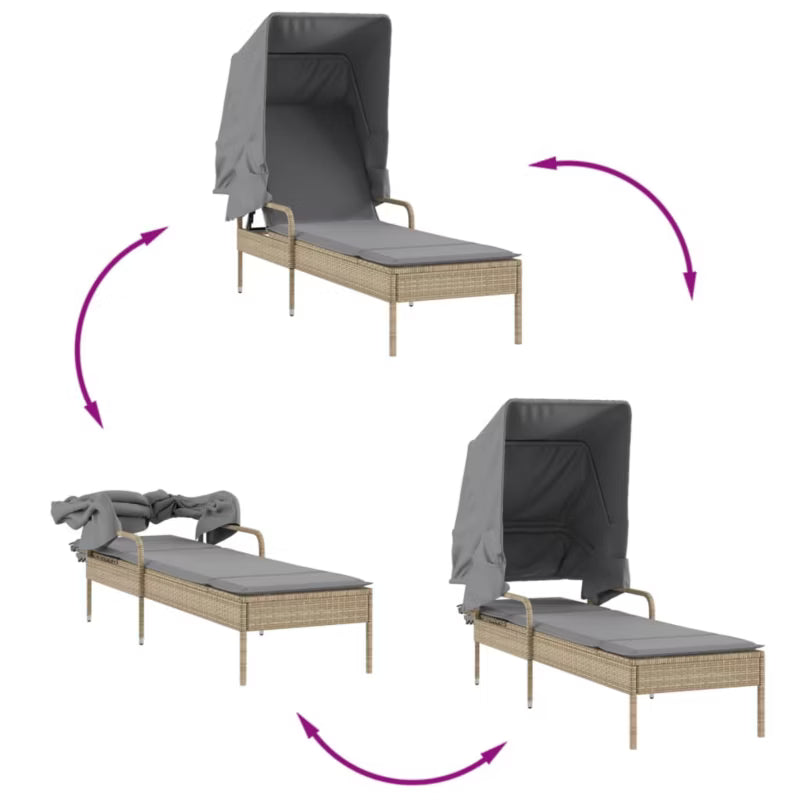 Solseng med Baldakin 62x200 cm Beige