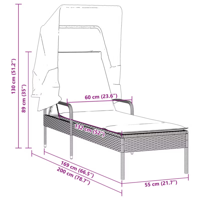 Solseng med Baldakin 62x200 cm Beige