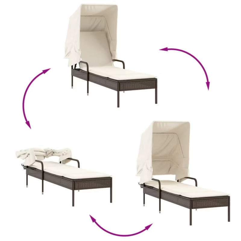 Solseng med Kaleche 200x62 cm Brun