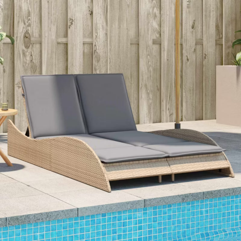 Solseng Poly outdoor 114x205 cm Beige med Hynder