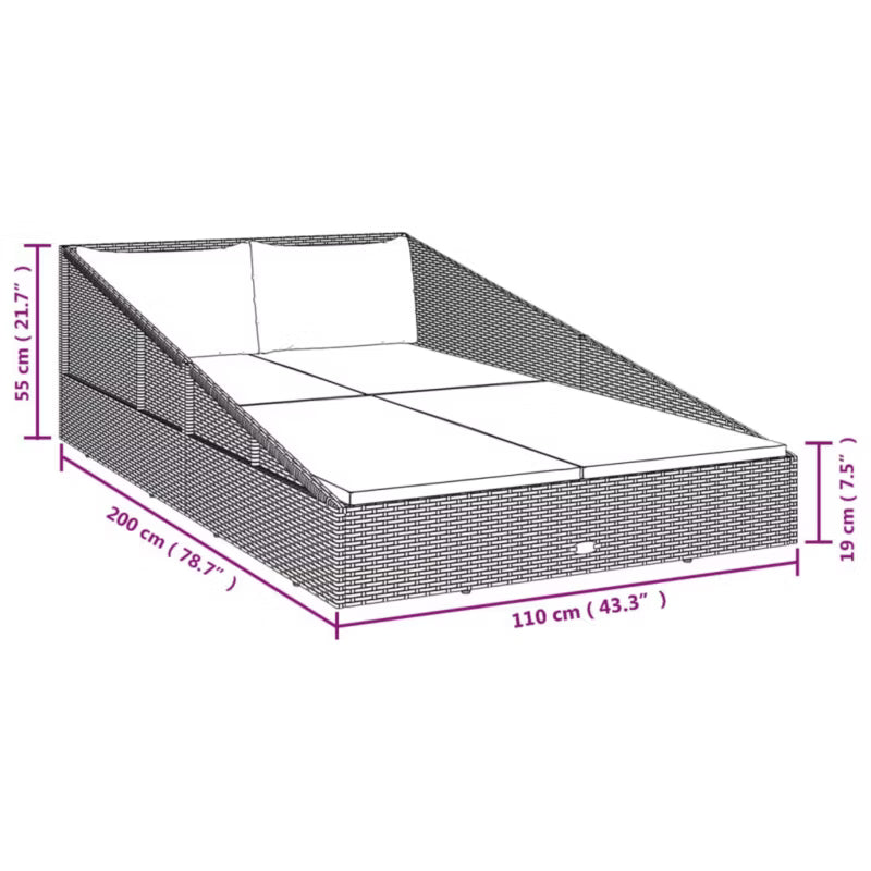 Solseng Poly outdoor Rattan 110x200 cm Grå