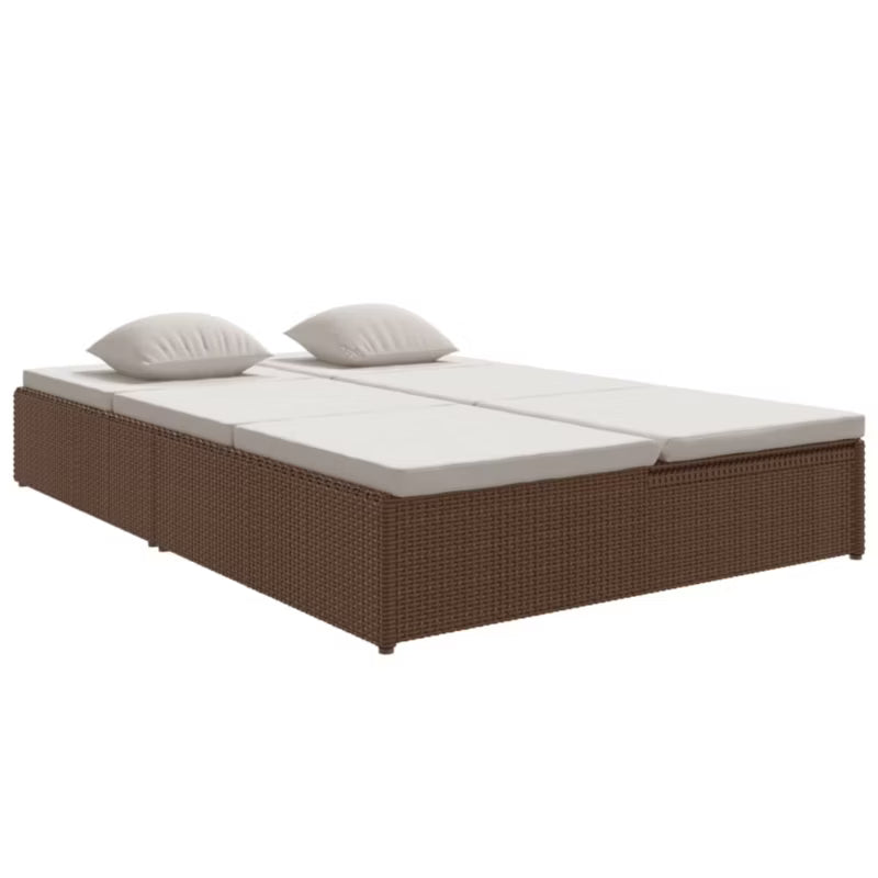 Solseng Poly outdoor Rattan 200x121 cm Brun med Hynder