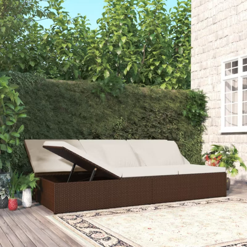 Solseng Poly outdoor Rattan 200x121 cm Brun med Hynder