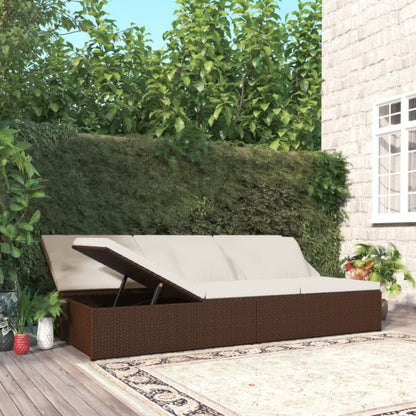 Solseng Poly outdoor Rattan 200x121 cm Brun med Hynder