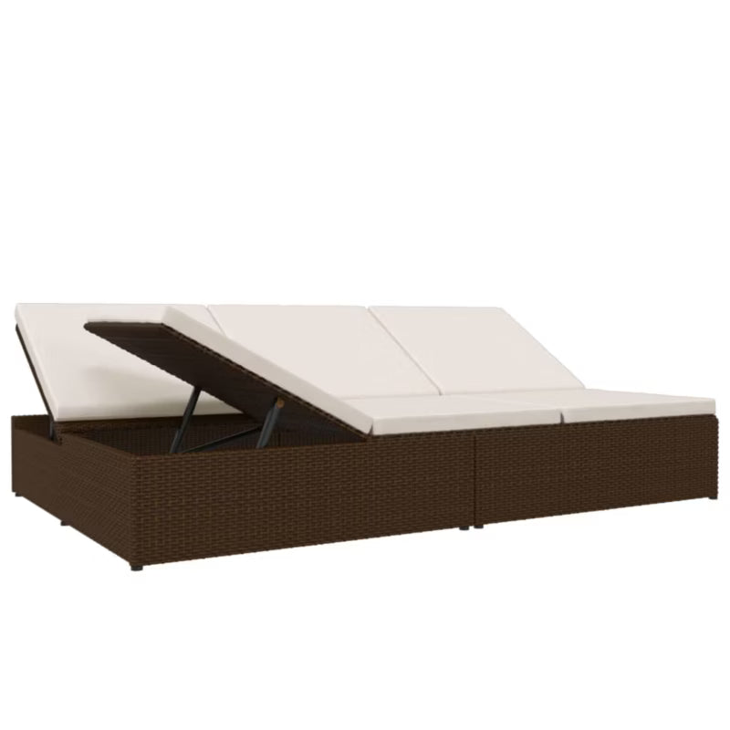 Solseng Poly outdoor Rattan 200x121 cm Brun med Hynder