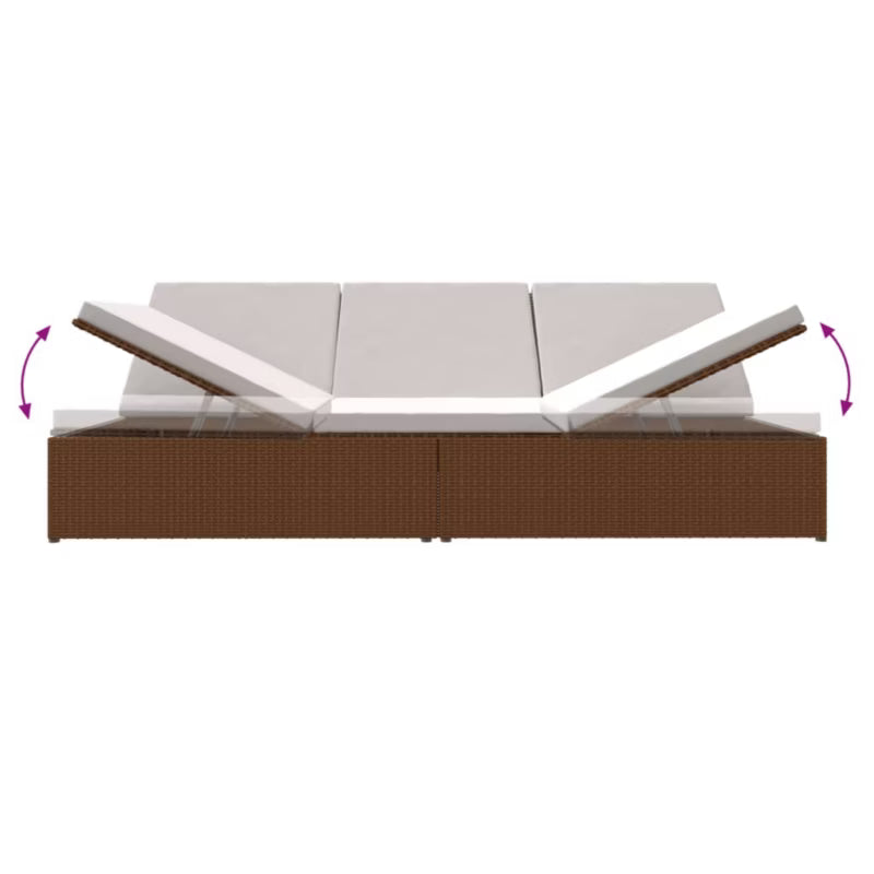 Solseng Poly outdoor Rattan 200x121 cm Brun med Hynder