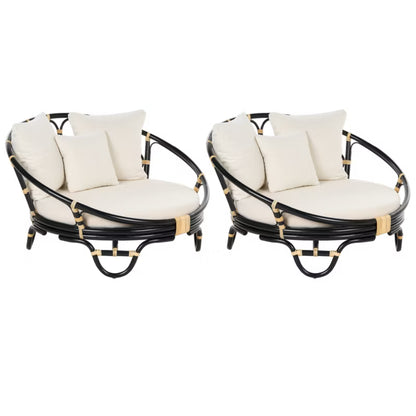 Solseng Rossano 112x110 cm Sort Rattan 2 Stk