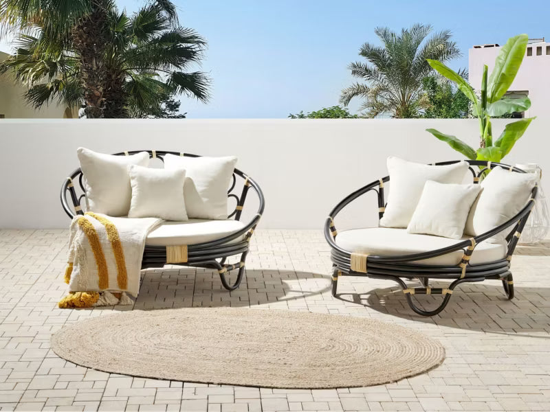 Solseng Rossano 112x110 cm Sort Rattan 2 Stk