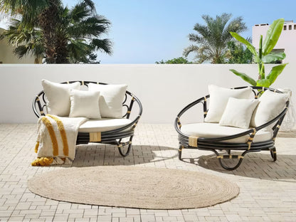 Solseng Rossano 112x110 cm Sort Rattan 2 Stk