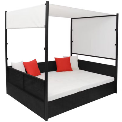 Solseng til 2 Personer med Baldakin 190x130 cm Sort