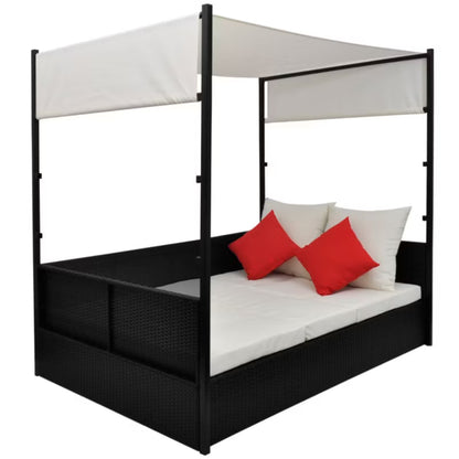 Solseng til 2 Personer med Baldakin 190x130 cm Sort