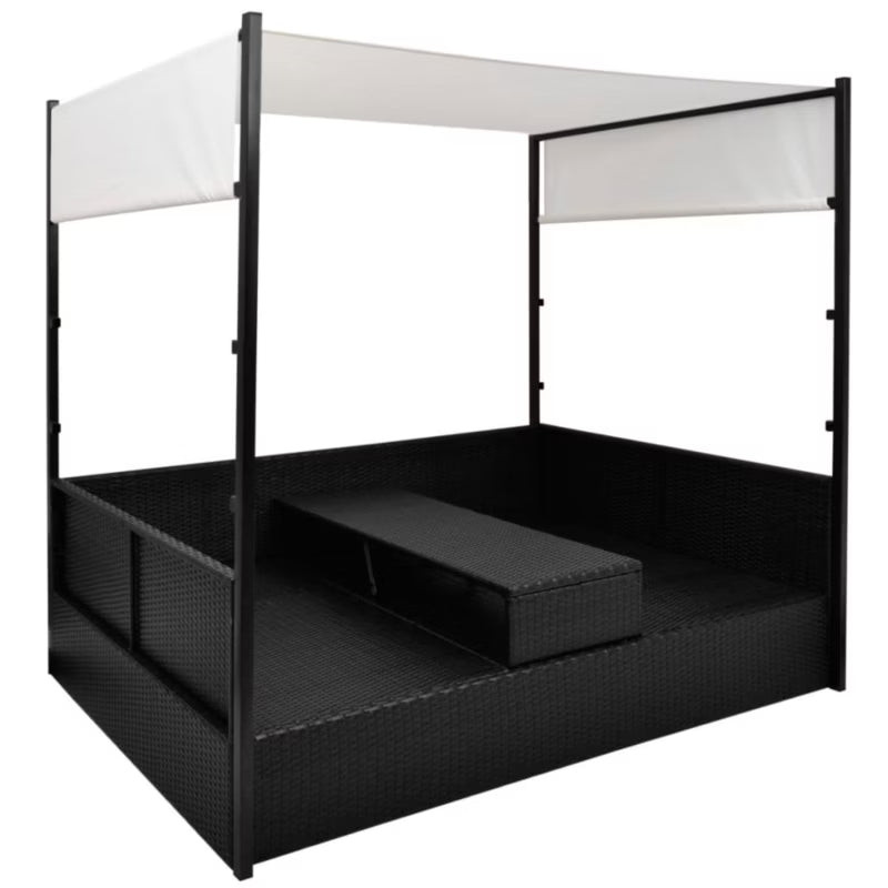 Solseng til 2 Personer med Baldakin 190x130 cm Sort