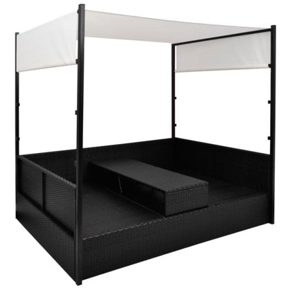 Solseng til 2 Personer med Baldakin 190x130 cm Sort