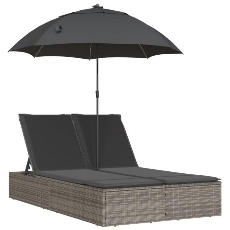 Solvogn Dobbelt 200x164 cm Grå Polybambus med Parasol