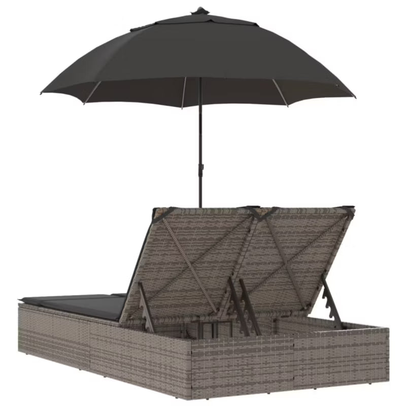 Solvogn Dobbelt 200x164 cm Grå Polybambus med Parasol